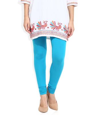 Blue Cotton Lycra plain Cotton Lycra leggings 1