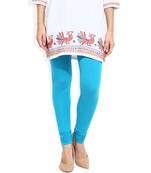 Blue Cotton Lycra plain Cotton Lycra leggings