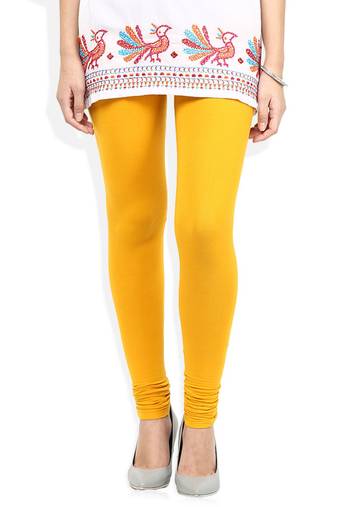 Yellow Cotton Lycra plain Cotton Lycra leggings