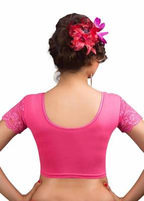 Women's Light Pink Cotton Lycra Non Padded Stretchable Readymade Blouse 2