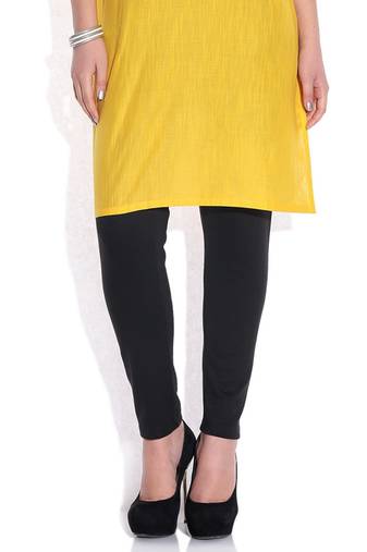 Black Cotton Lycra plain Cotton Lycra leggings
