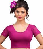 Women's Magenta Cotton Lycra Non Padded Stretchable Readymade Blouse