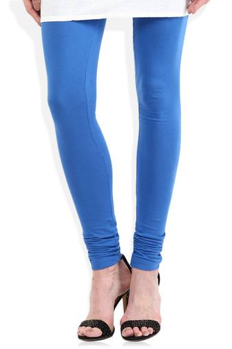 Blue Cotton Lycra plain Cotton Lycra leggings
