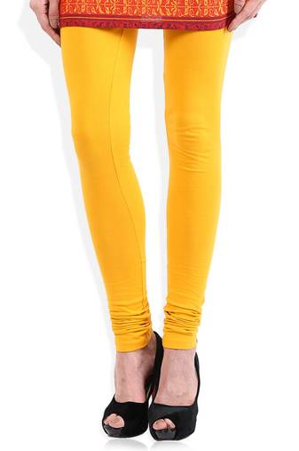 Yellow Cotton Lycra plain Cotton Lycra leggings