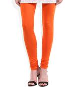 Orange Cotton Lycra plain Cotton Lycra leggings