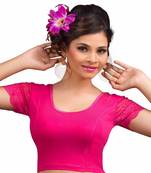 Women's Pink Cotton Lycra Non Padded Stretchable Readymade Blouse