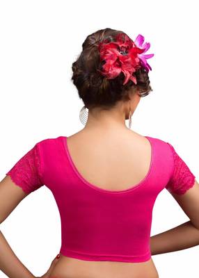 Women's Pink Cotton Lycra Non Padded Stretchable Readymade Blouse 2