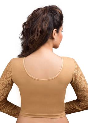 Women's Dark Gold Cotton Lycra Non Padded Stretchable Readymade Blouse 2