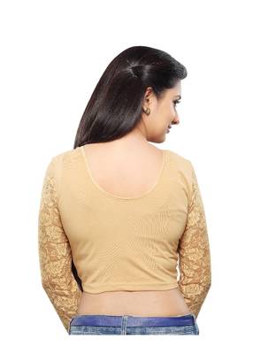 Women's Gold Cotton Lycra Non Padded Stretchable Readymade Blouse 2