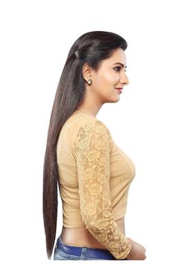 Women's Gold Cotton Lycra Non Padded Stretchable Readymade Blouse 3