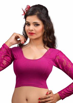 Women's Magenta Cotton Lycra Non Padded Stretchable Readymade Blouse 1