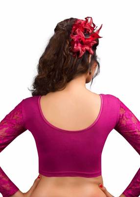 Women's Magenta Cotton Lycra Non Padded Stretchable Readymade Blouse 2