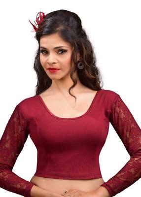 Women's Maroon Cotton Lycra Non Padded Stretchable Readymade Blouse 1