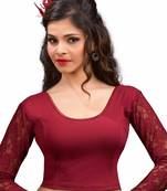 Women's Maroon Cotton Lycra Non Padded Stretchable Readymade Blouse