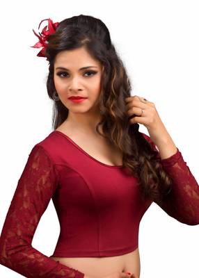 Women's Maroon Cotton Lycra Non Padded Stretchable Readymade Blouse 3