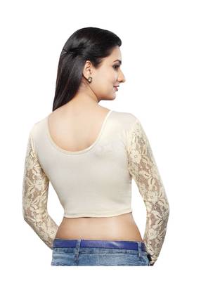 Women's Light Gold Shimmer Non Padded Stretchable Readymade Blouse 2