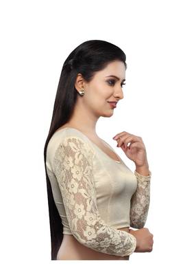 Women's Light Gold Shimmer Non Padded Stretchable Readymade Blouse 3