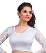 Women's Silver Shimmer Non Padded Stretchable Readymade Blouse