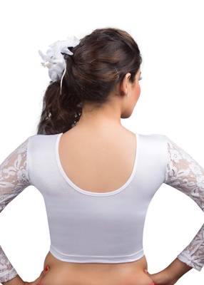 Women's Silver Shimmer Non Padded Stretchable Readymade Blouse 2