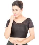 Women's Black Shimmer Non Padded Stretchable Readymade Blouse