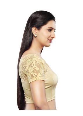 Women's Gold Shimmer Non Padded Stretchable Readymade Blouse 3