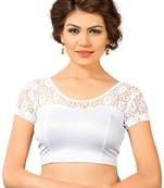 Women's Silver Shimmer Non Padded Stretchable Readymade Blouse