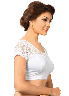Women's Silver Shimmer Non Padded Stretchable Readymade Blouse 3