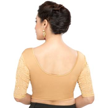 Women's Gold Shimmer Non Padded Stretchable Readymade Blouse 2