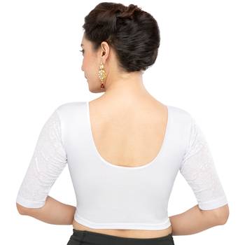 Women's Silver Shimmer Non Padded Stretchable Readymade Blouse 2