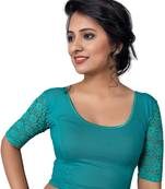 Women's Firozi Cotton Lycra Non Padded Stretchable Readymade Blouse