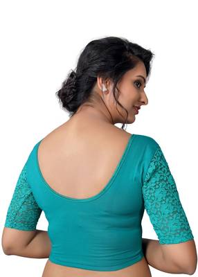 Women's Firozi Cotton Lycra Non Padded Stretchable Readymade Blouse 2