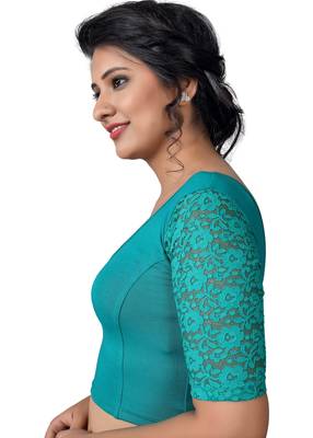 Women's Firozi Cotton Lycra Non Padded Stretchable Readymade Blouse 3