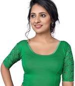 Women's Green Cotton Lycra Non Padded Stretchable Readymade Blouse