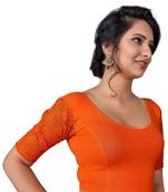 Women's Orange Cotton Lycra Non Padded Stretchable Readymade Blouse