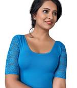 Women's Peackock Blue Cotton Lycra Non Padded Stretchable Readymade Blouse