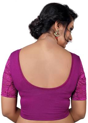 Women's Purple Cotton Lycra Non Padded Stretchable Readymade Blouse 2