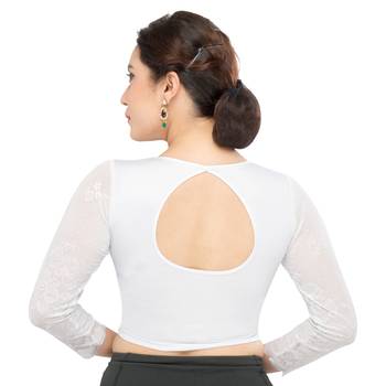 Women's Silver Shimmer Non Padded Stretchable Readymade Blouse 2