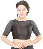 Women's Black Shimmer Non Padded Stretchable Readymade Blouse