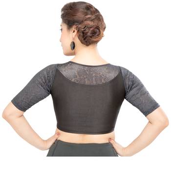 Women's Black Shimmer Non Padded Stretchable Readymade Blouse 2