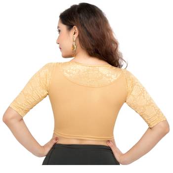 Women's Gold Shimmer Non Padded Stretchable Readymade Blouse 2