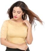 Women's Light Gold Shimmer Non Padded Stretchable Readymade Blouse