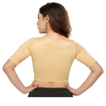 Women's Light Gold Shimmer Non Padded Stretchable Readymade Blouse 2
