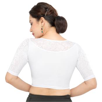 Women's Silver Shimmer Non Padded Stretchable Readymade Blouse 2