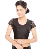Women's Black Shimmer Non Padded Stretchable Readymade Blouse
