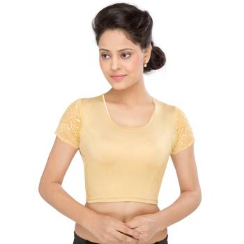 Women's Gold Shimmer Non Padded Stretchable Readymade Blouse 1