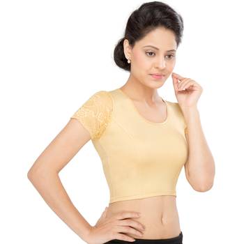Women's Gold Shimmer Non Padded Stretchable Readymade Blouse 3