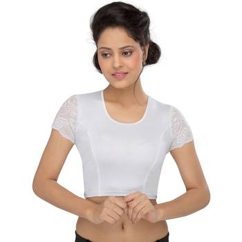 Women's Silver Shimmer Non Padded Stretchable Readymade Blouse 1