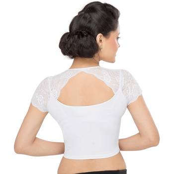 Women's Silver Shimmer Non Padded Stretchable Readymade Blouse 2