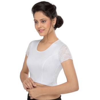 Women's Silver Shimmer Non Padded Stretchable Readymade Blouse 3