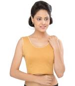 Women's Gold Cotton Lycra Non Padded Stretchable Readymade Blouse